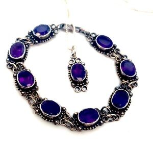 Silver 925 Amethyst bracelet & Necklace SET